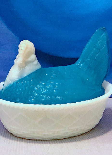 Fenton Bowl with Chicken on Lid.