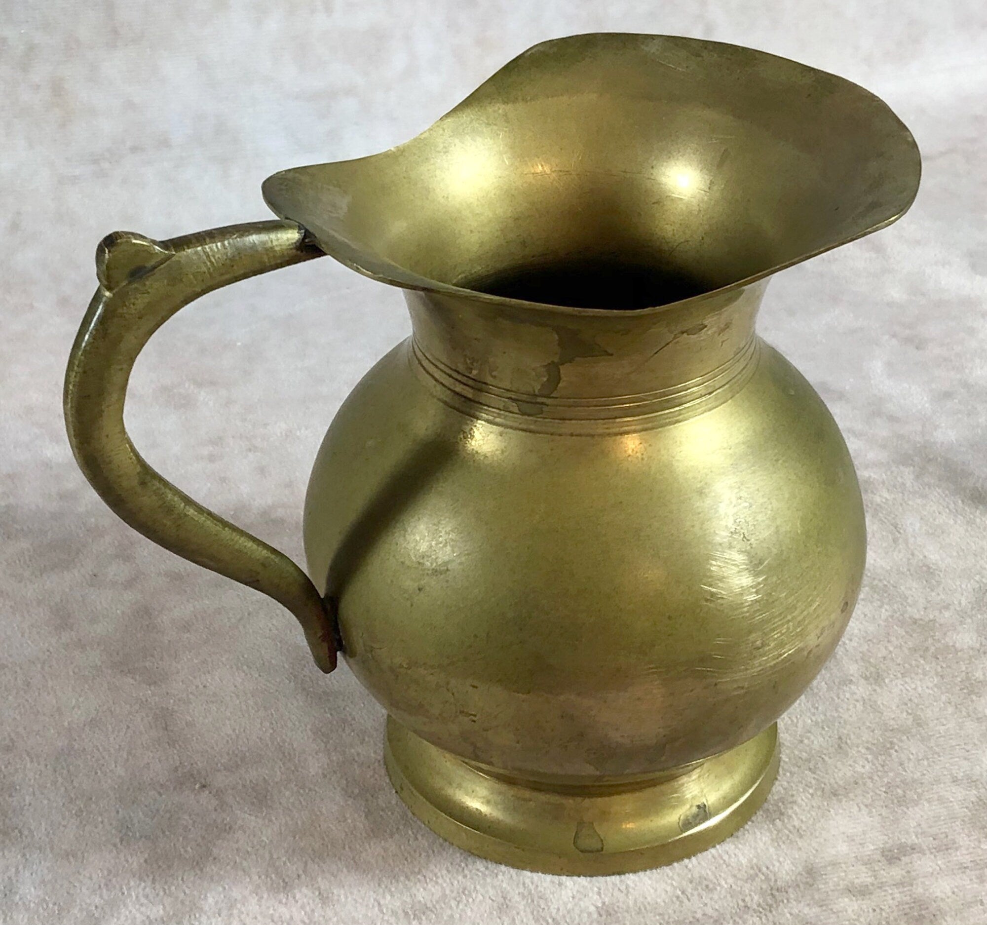 Vintage Brass Pitcher / Brass Vase / Rustic Home Decoration