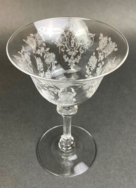 Antique Tiffin Franciscan Liquor Cocktail Glasses, Cherokee Rose Pattern, Set of 6.