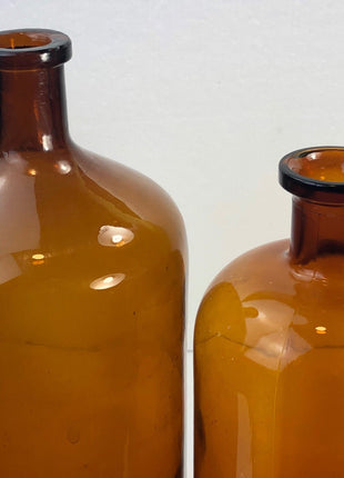 Vintage Decorative Bottles. Large Amber Glass Bottles. Instant Collection Display.