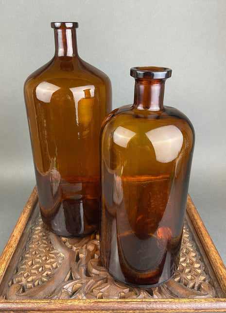 Vintage Decorative Bottles. Large Amber Glass Bottles. Instant Collection Display.
