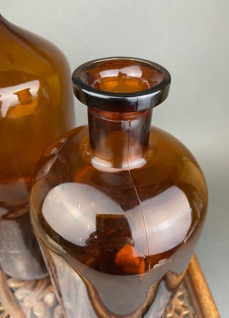 Vintage Decorative Bottles. Large Amber Glass Bottles. Instant Collection Display.