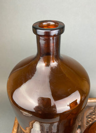 Vintage Decorative Bottles. Large Amber Glass Bottles. Instant Collection Display.