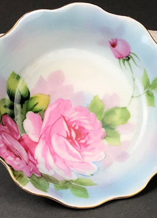 Antique Porcelain Candy Bowl / Berry Bowl / Vegetable Dish /Rice Serving Bowl by Nippon. Gorgeous Handled Hand Painted Roses. Gift Idea.