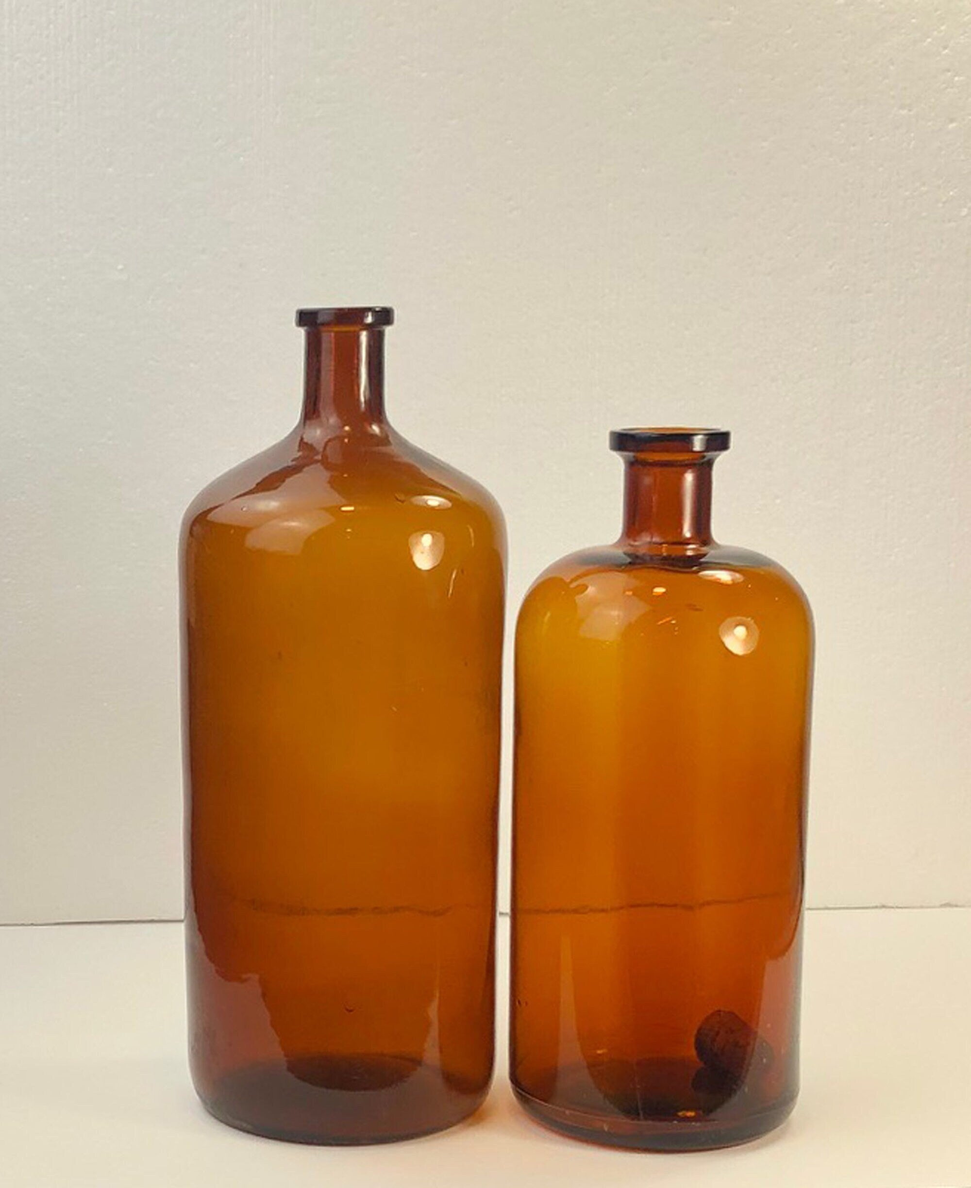 Vintage Decorative Bottles. Large Amber Glass Bottles. Instant Collection  Display. 