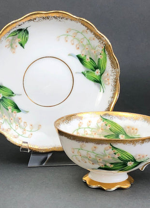 Vintage Teacup and Saucer with Lilies of the Valley Pattern.