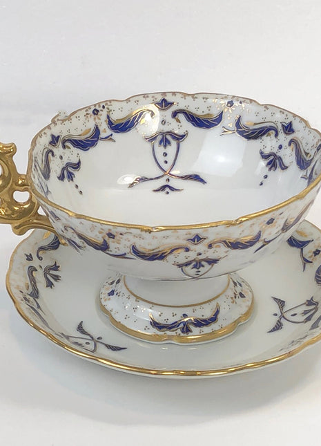 Vintage Porcelain Candy Dish in Shape of Teacup with Saucer. Huge Hand Painted Teacup with Saucer by Andrea by Sadek , 6957.