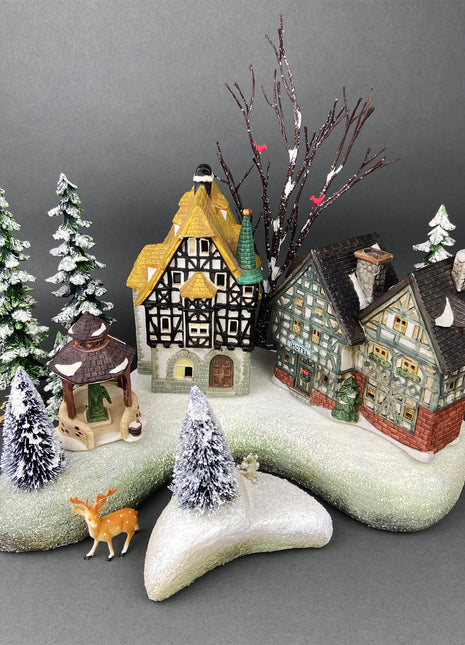 Christmas Islands.  Hand Made Platforms for Villages and Dioramas.  Set of Two Snow Platforms for Christmas Vignettes.