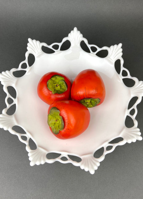 Milk Glass Bowl with Open Lace Edge. Large Footed Fruit or Candy Bowl. Westmoreland Collectible Display or Wedding Reception.