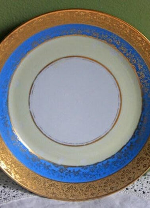 Hutschenreuther,  LHS.  Antique Bavarian Porcelain Bowl Made in Selb.  Gold , Blue , White Bowl.