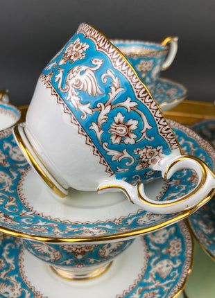 Vintage Tea Cup with Saucer. Crown Staffordshire Fine Bone China. Ellesmere Motif. Made in England.
