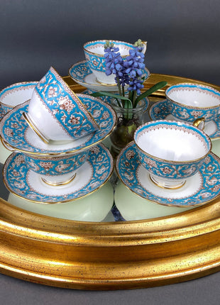 Vintage Tea Cup with Saucer. Crown Staffordshire Fine Bone China. Ellesmere Motif. Made in England.
