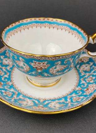 Vintage Tea Cup with Saucer. Crown Staffordshire Fine Bone China. Ellesmere Motif. Made in England.