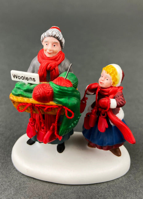 Handpainted, Village Accessories by Department 56. Christmas Bazaar: Woolens and Preserves. Heritage Village Collection.