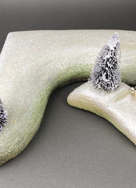 Christmas Islands.  Hand Made Platforms for Villages and Dioramas.  Set of Two Snow Platforms for Christmas Vignettes.