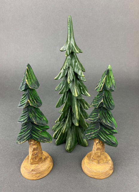 Rustic Christmas Village Accessories. Set of Three Wood like Gnarly Trees. Cabin Holiday Decor.