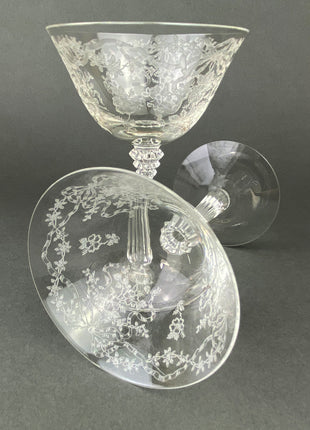 Fenton Champagne/Tall Sherbet Crystal Glasses. Romance by Fenton. Set of 6 Vintage Stemware. Fine Crystal.