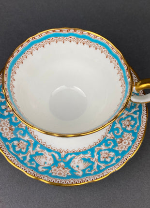 Vintage Tea Cup with Saucer. Crown Staffordshire Fine Bone China. Ellesmere Motif. Made in England.