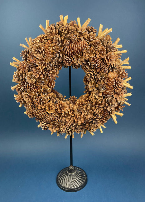 Christmas Wreath.  Entryway Wreath Made Out of Pinecones and Sticks. Original Holiday Decor.