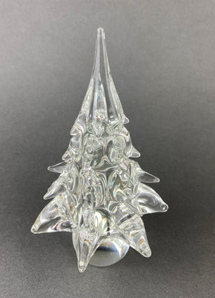 Crystal Christmas Tree. Clear Art Glass Art Spruce Tree. 6" Tall Pine. Holiday or Year-Round Decor.