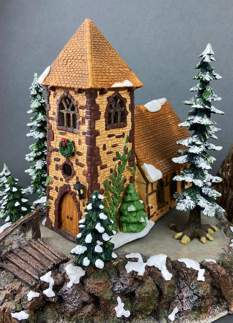 Christmas Village Accessories by Department 56. Illuminated Village Church. Dickens Village Series.