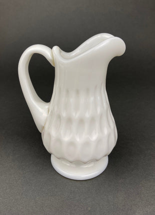 Milk Glass Sugar Bowl and Creamer.  Thumb Print Motif.  Collectible Glass.  Gift for Her.