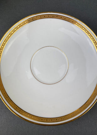 Antique Limoges Porcelain Tea Cup. Wedding Band Cup and Saucer. Finest Porcelain by Haviland, France.