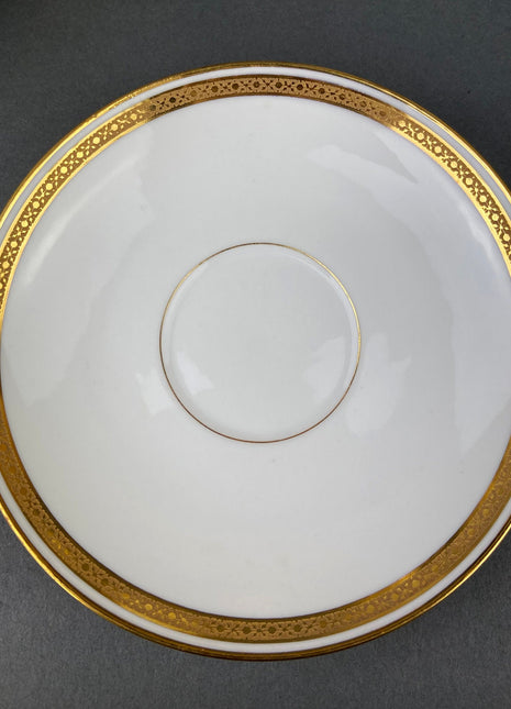 Antique Limoges Porcelain Tea Cup. Wedding Band Cup and Saucer. Finest Porcelain by Haviland, France.