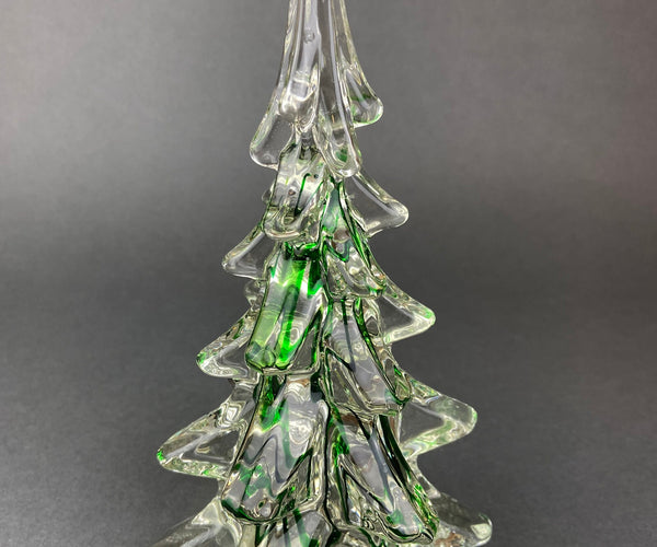 Crystal Christmas Tree with Green Speckles. Hand Crafted Art Glass Spr –  Anything Discovered