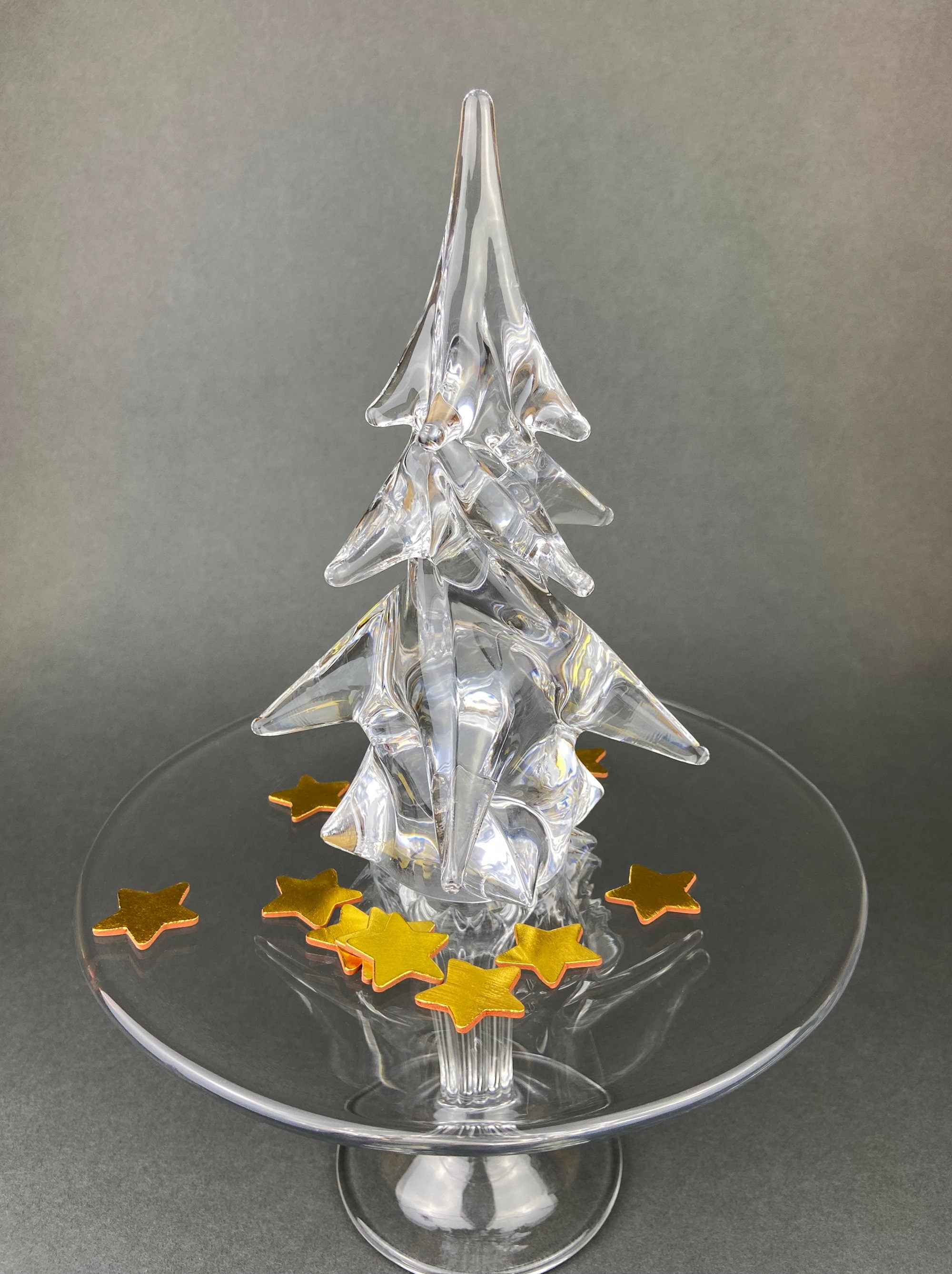 Crystal Christmas Tree with Green Speckles. Hand Crafted Art Glass Spr –  Anything Discovered