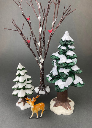 Christmas Village Accessories. Fluffy, Snow Covered Pine Tree. Large Spruce Decoration. Holiday Decor.