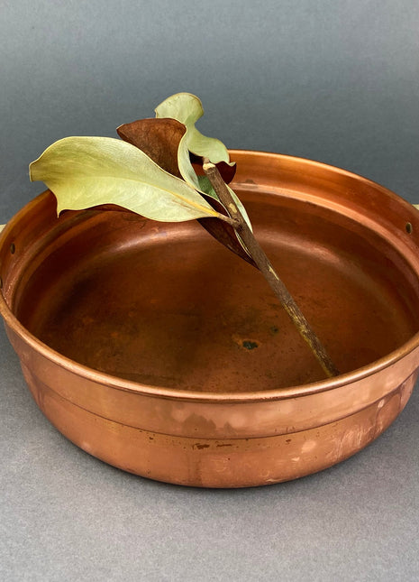 Vintage, Copper, Serving Dish with Wooden Handles. Copper and Brass Serving Dish. Rustic Kitchen Decor. Gift for Him or Her.