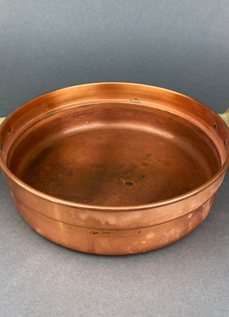 Vintage, Copper, Serving Dish with Wooden Handles. Copper and Brass Serving Dish. Rustic Kitchen Decor. Gift for Him or Her.