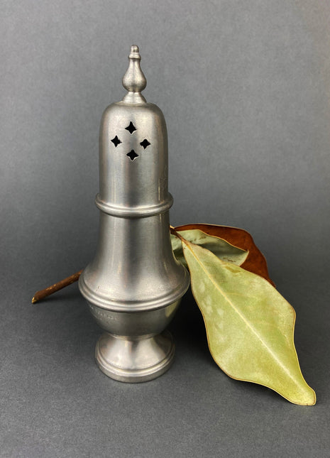 Vintage Pewter Cinnamon and Sugar Shaker. Reed and Burton Muffineer. Subscribed with "Ladies Doubles Runner Up."