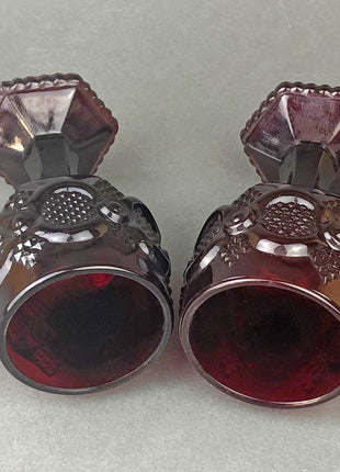 Avon Cape Cod Wine / Liquor Goblets in Ruby Red Color. Set of Two Glasses.