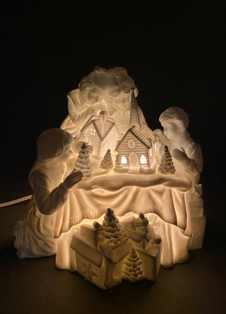 Christma Accessories by Dept. 56. Family Tradition Winter Silhouette. Illuminated White Porcelain. Incredible Detail All Around.