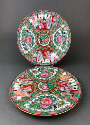 Set of Five Large Asian Plates. Hand Painted Dragons and Peonies. Stunning Watercolor Like Quality. Ethnic Wall Hanging. 10" Plates.