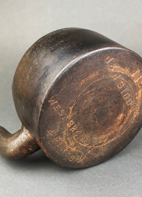 Antique Iron Kettle with Brass Cover. Old English, Heavy Kettle. No 1, J&J Siddons, Westbromwich, 4 pints.