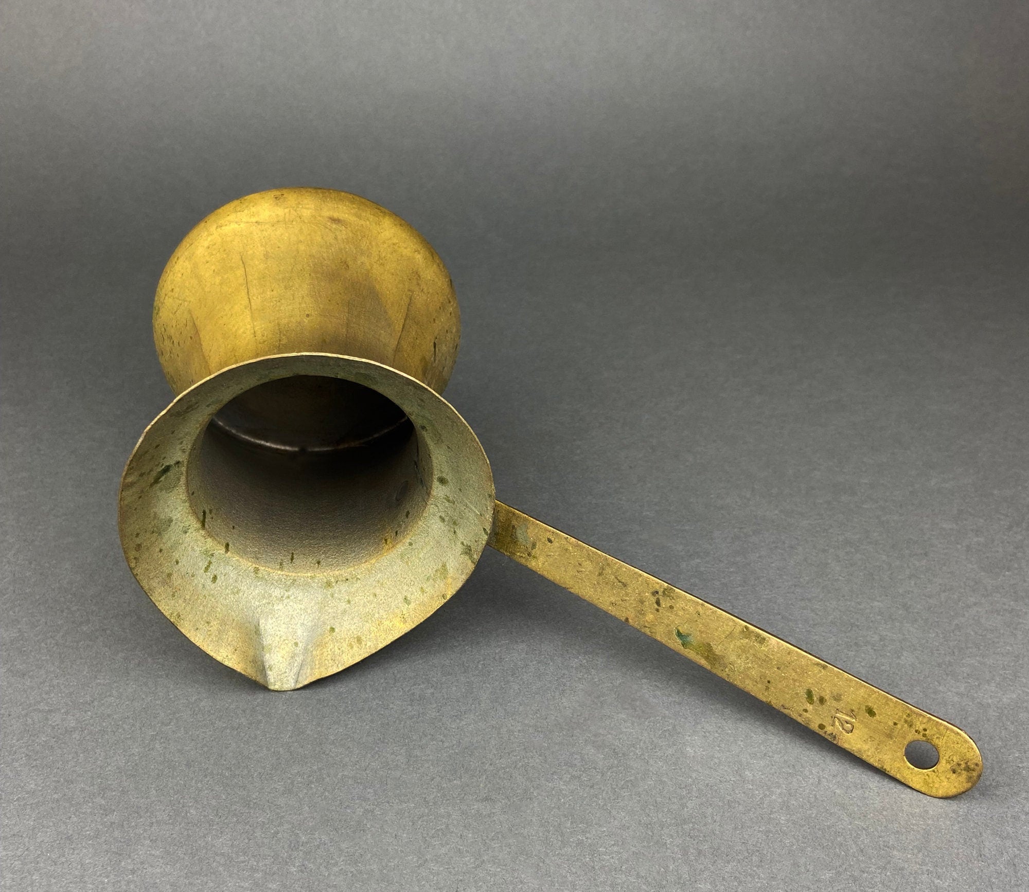 Copper Turkish Coffee Maker with Wooden Handle, Creamer, and a Cup