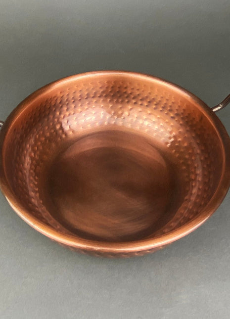 Vintage, Copper, Hand Hammered Bowl with Handles. Hand Pounded Serving Dish. Rustic Kitchen Decor. Gift for Him or Her.