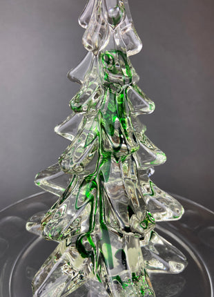 Art Glass / Crystal Tree. Hand Crafted / Clear and Green