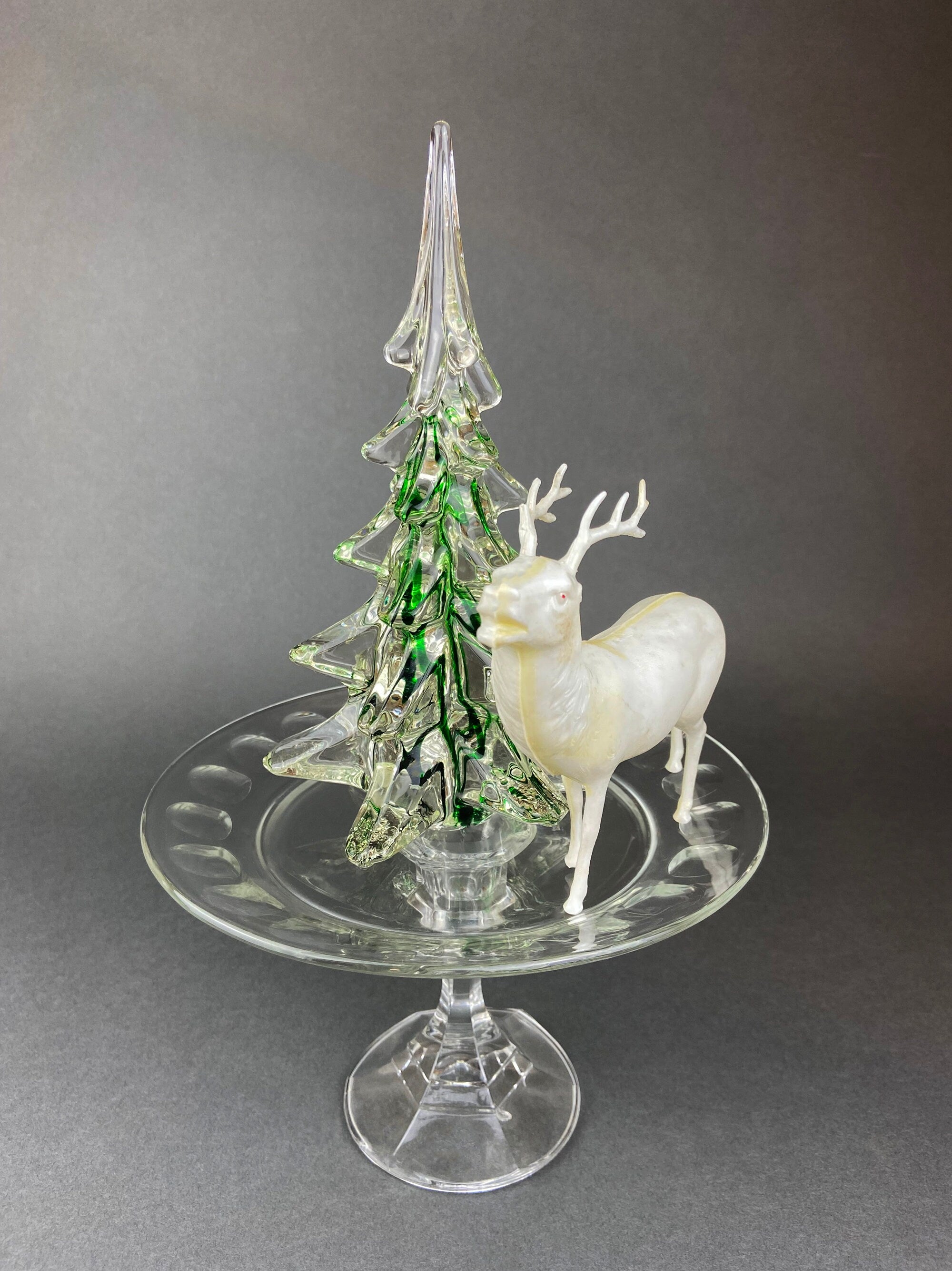Lead Crystal Christmas Tree with Green Speckles. Hand Crafted Glass Pi –  Anything Discovered