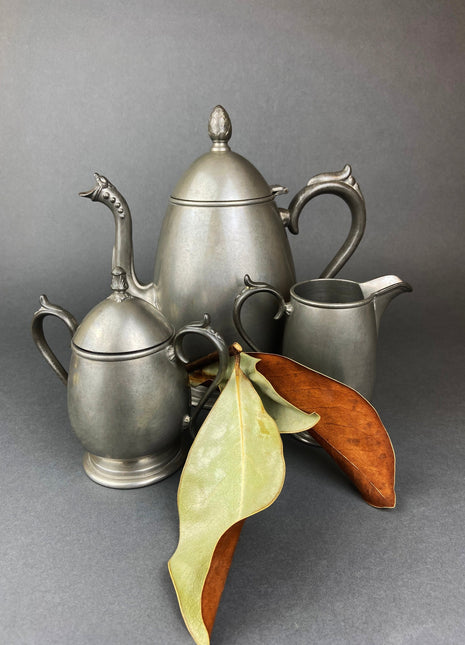 Vintage Pewter Coffee Set. KSC p81 Pewter. Coffee Pot, Sugar Dish and Creamer.