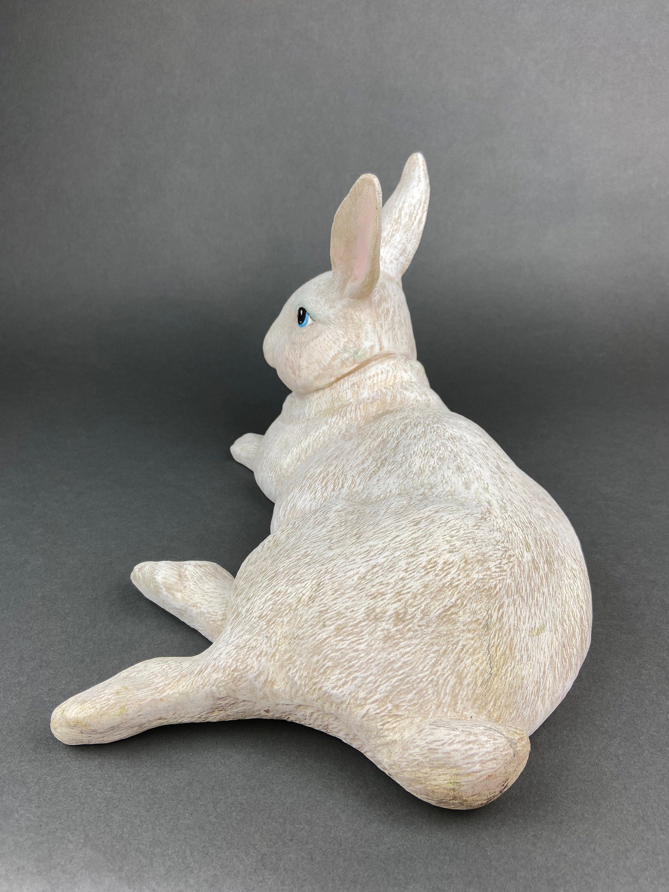 Large Reclining Bunny Figurine: White Farmhouse Easter Decor – Anything ...