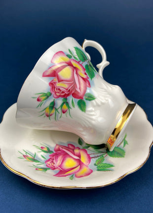 Vintage Tea/Coffee Cup and Saucer. Mikasa. Made in Indonesia. Endearment Motif. Fine Bone China. Collectibles. Replacements.