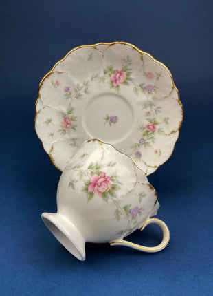 Vintage Tea/Coffee Cup and Saucer. Mikasa. Made in Indonesia. Endearment Motif. Fine Bone China. Collectibles. Replacements.