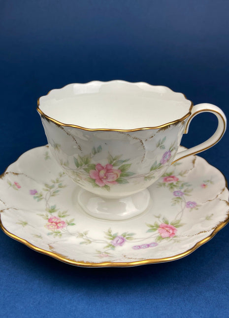 Vintage Tea/Coffee Cup and Saucer. Mikasa. Made in Indonesia. Endearment Motif. Fine Bone China. Collectibles. Replacements.