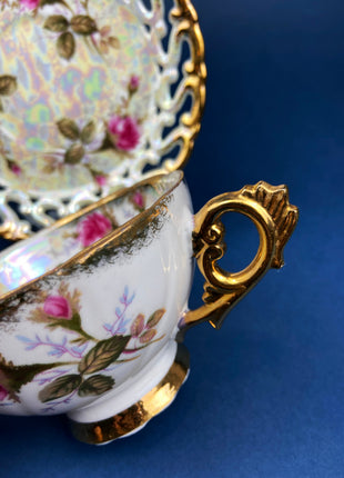 Vintage Tea/Coffee Cup and Saucer. Iridescent Royal Sealy Fine Bone China. Made in Japan. Collectibles. Replacements.