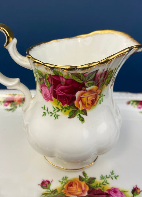 Royal Albert Breakfast Tray. Old Country Roses Motif. Tray, Creamer, Sugar Bowl and Vase. Made in England. Gift for Her. Replacements.