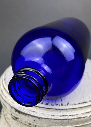 Vintage Glass Apothecary Bottles with Stoppers. Cobalt Blue Collectible Caps For Home, Cafe or Store Display.